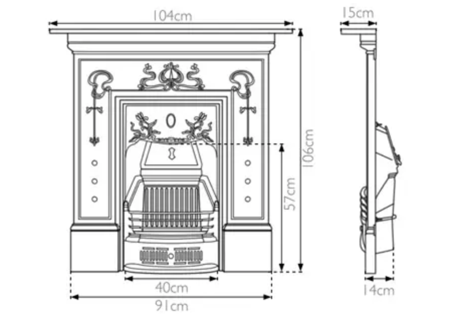 Bella Combination Fireplace Dimensions