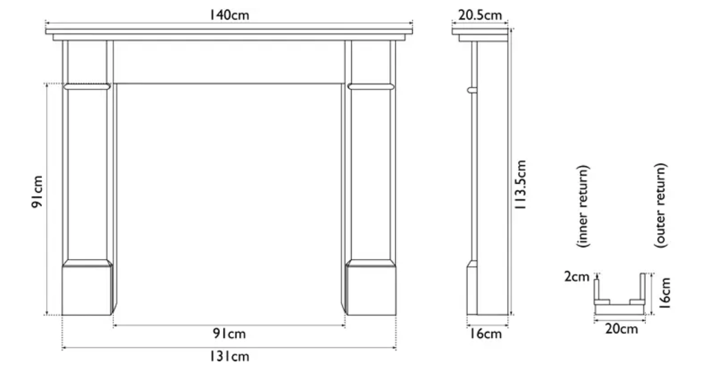 Berrington Fireplace Dimensions
