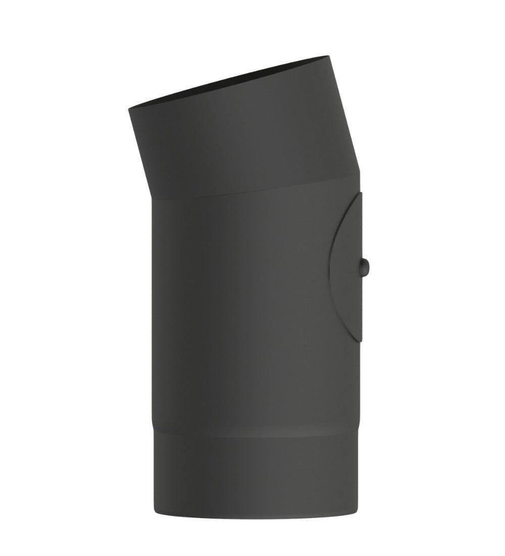 Dura Flue Matt Black 15° Elbow with Inspection Door – 5" (125mm)