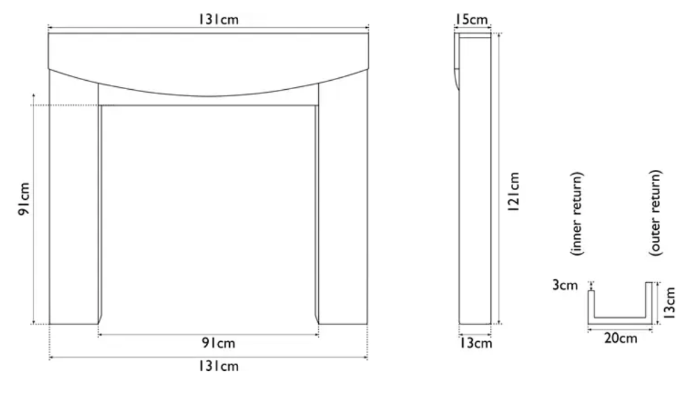 Hardwick Fireplace Surround Dimensions