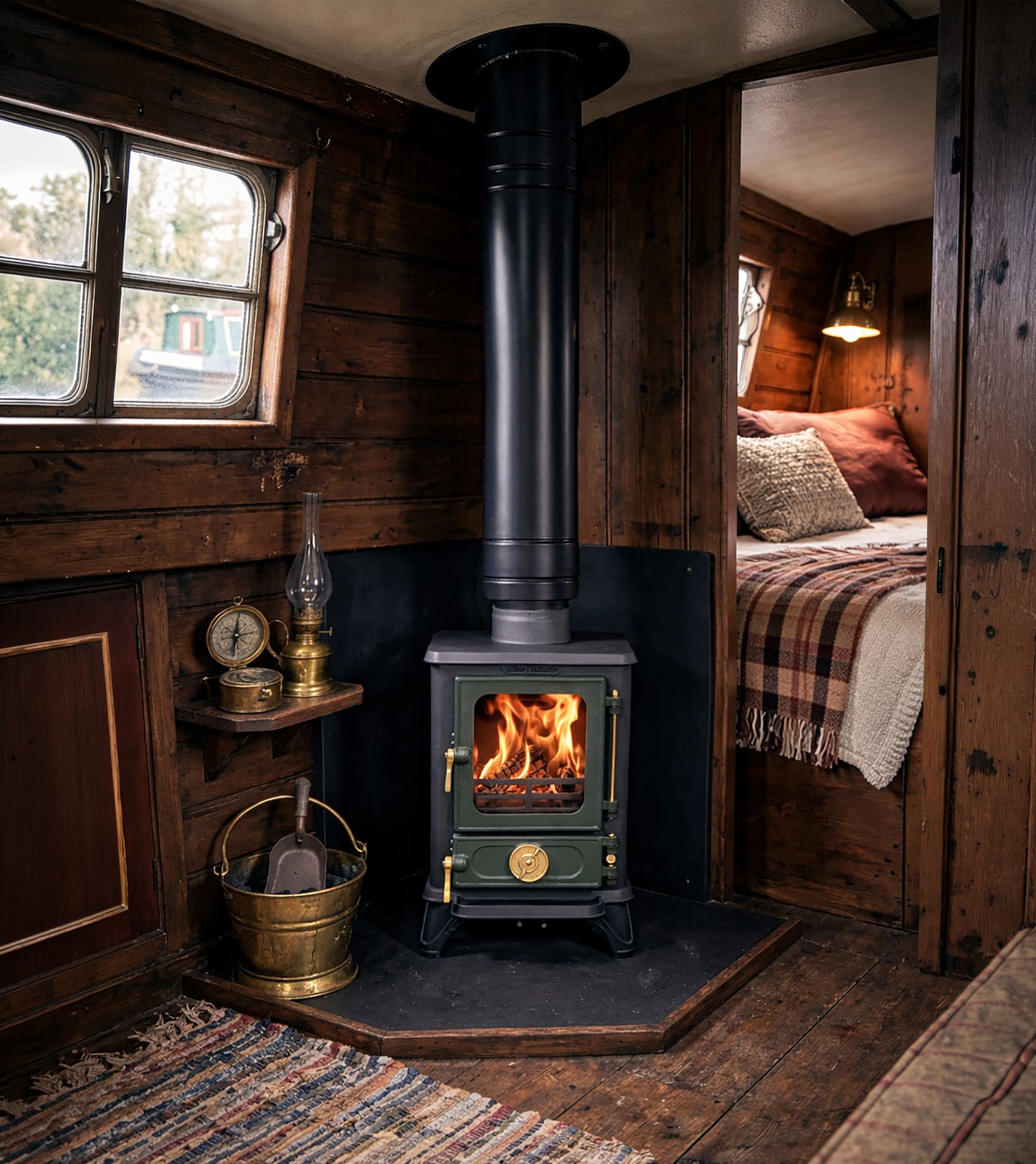 Salamanda Hobbit Stove Narrow Boat Install