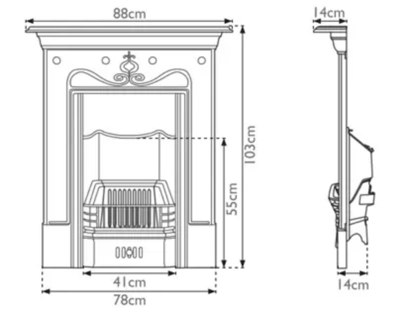 Carron Tulip Combination Fireplace Dimensions