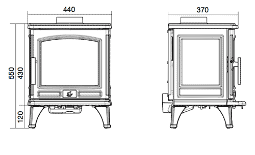 Dimensions of stove