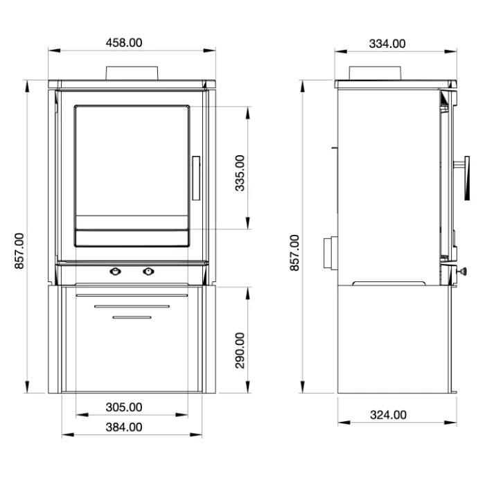 Log burner dimensions ACR 