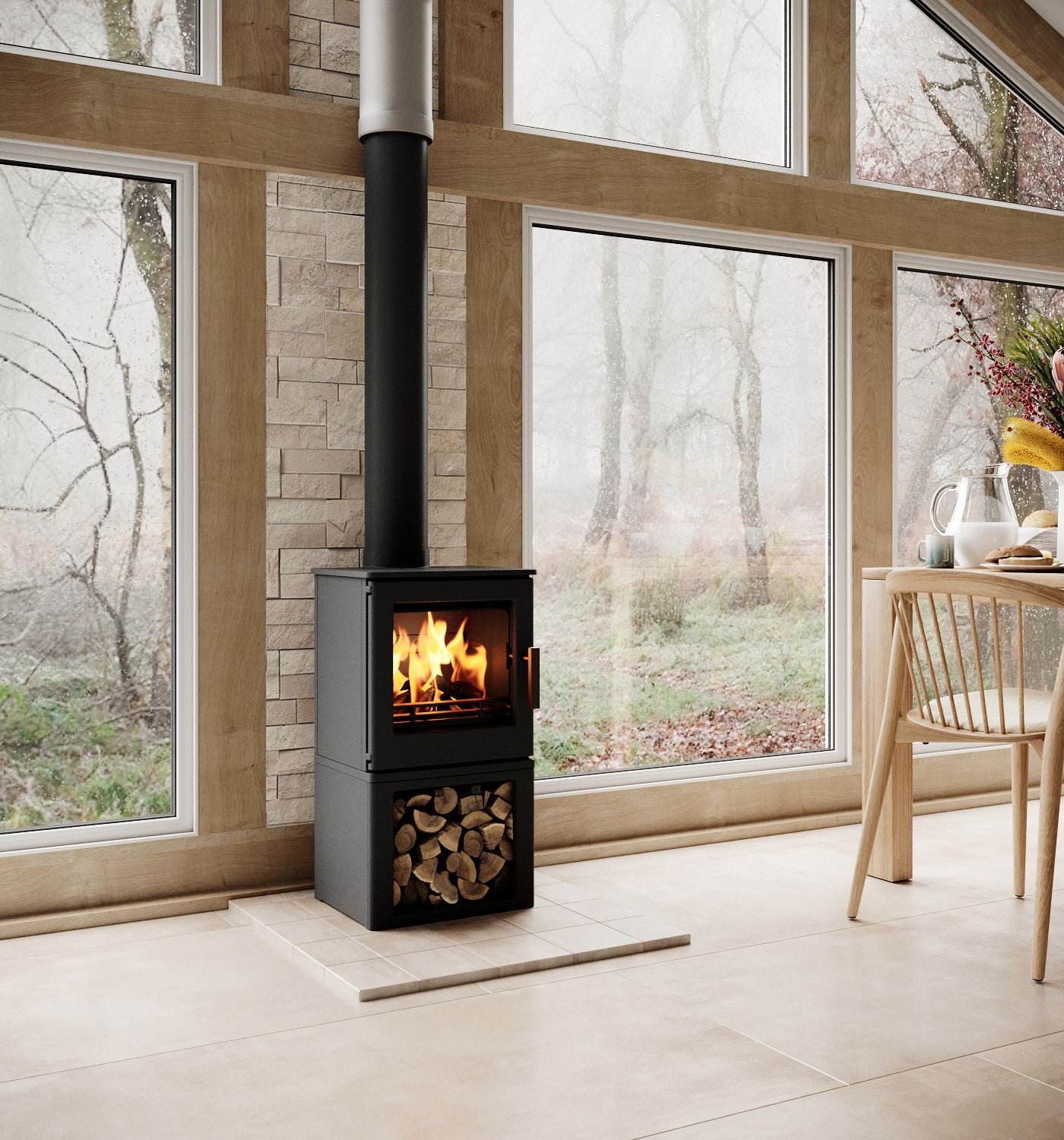 ACR Woodpecker WP4 LS. Stove located in a living area of a country house.