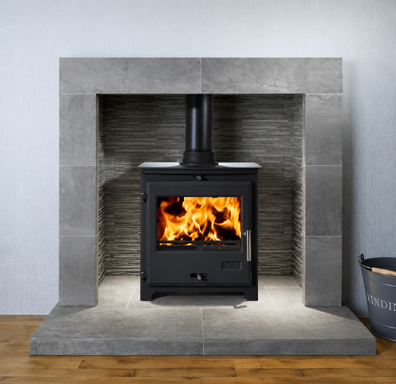 OER Ash Grey Full Tiled Fireplace