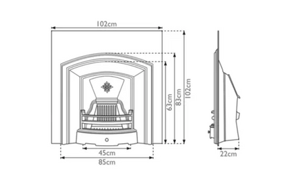 London Plate Fire Insert Dimensions