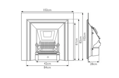 Carron Royal Fire Insert Black Finish Dimensions