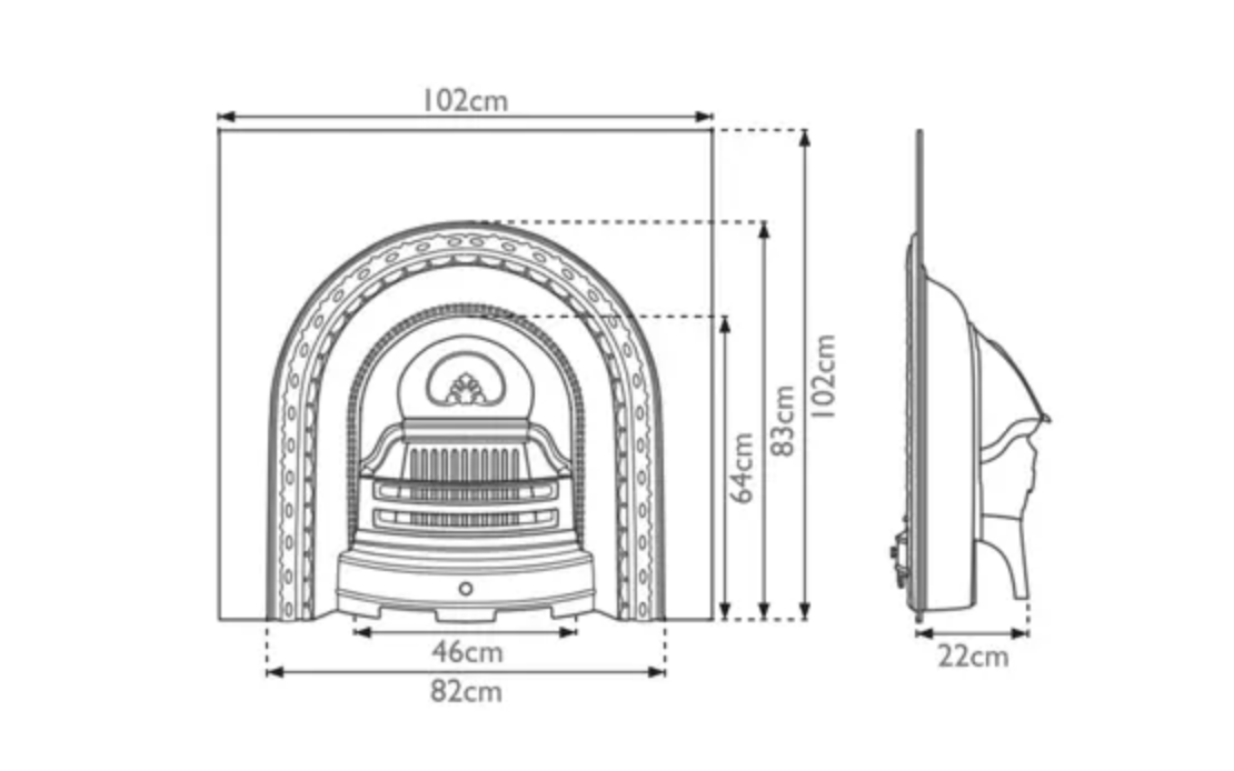 Carron Scotia Fire Insert Black Finish Dimensions