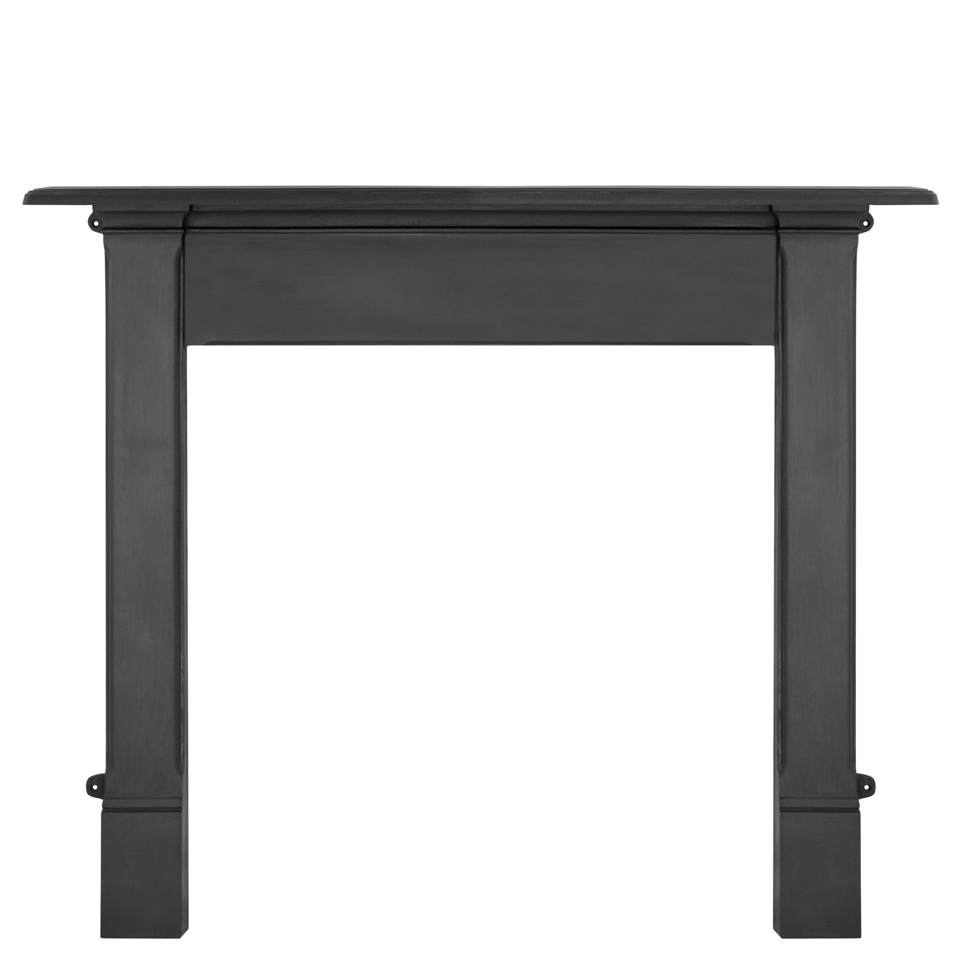 Carron Black fireplace mantel on a white background