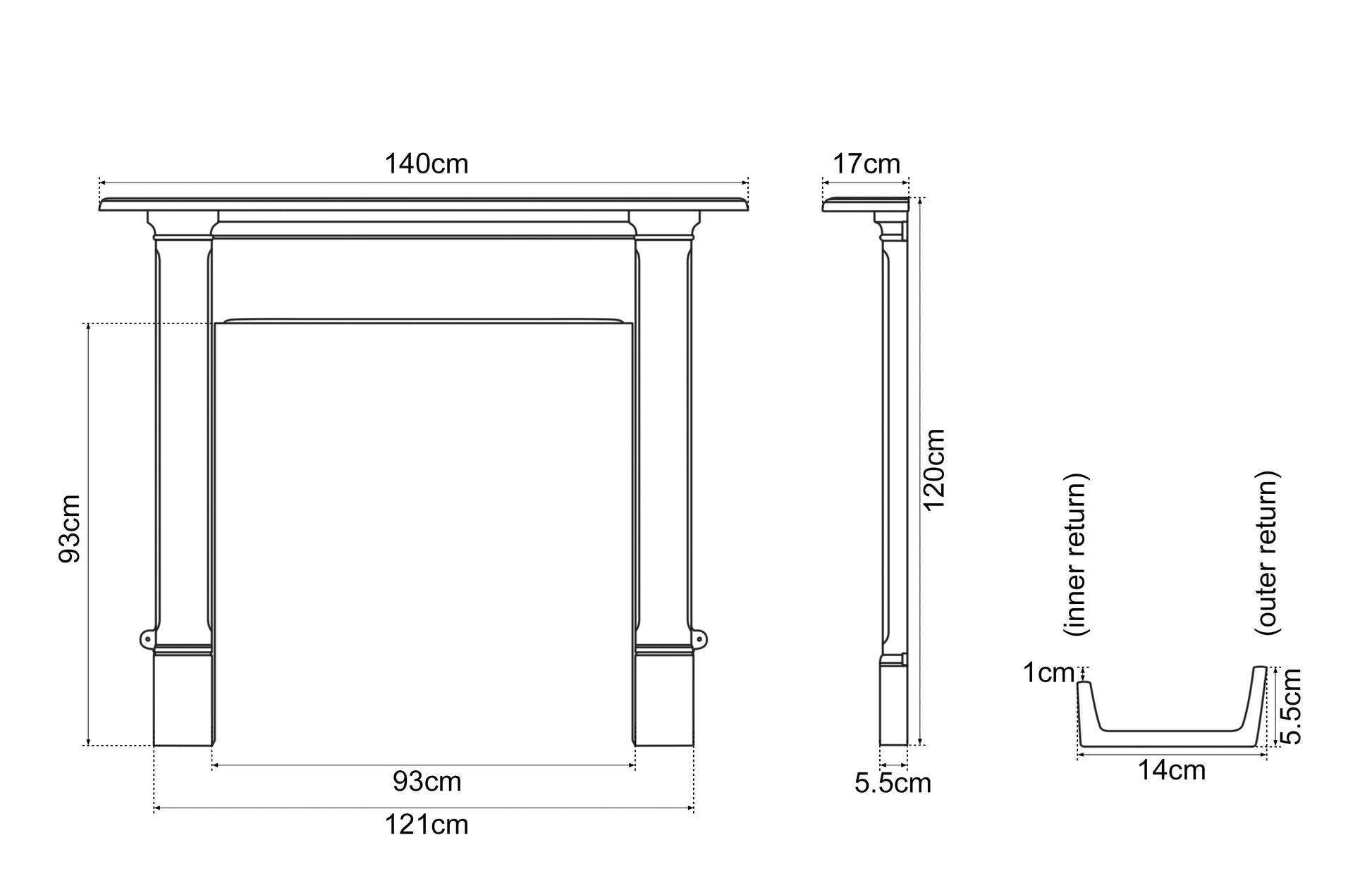 Carron Alice Fireplace Surround Dimensions