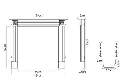 Carron Black Regent Fireplace Surround Dimensions