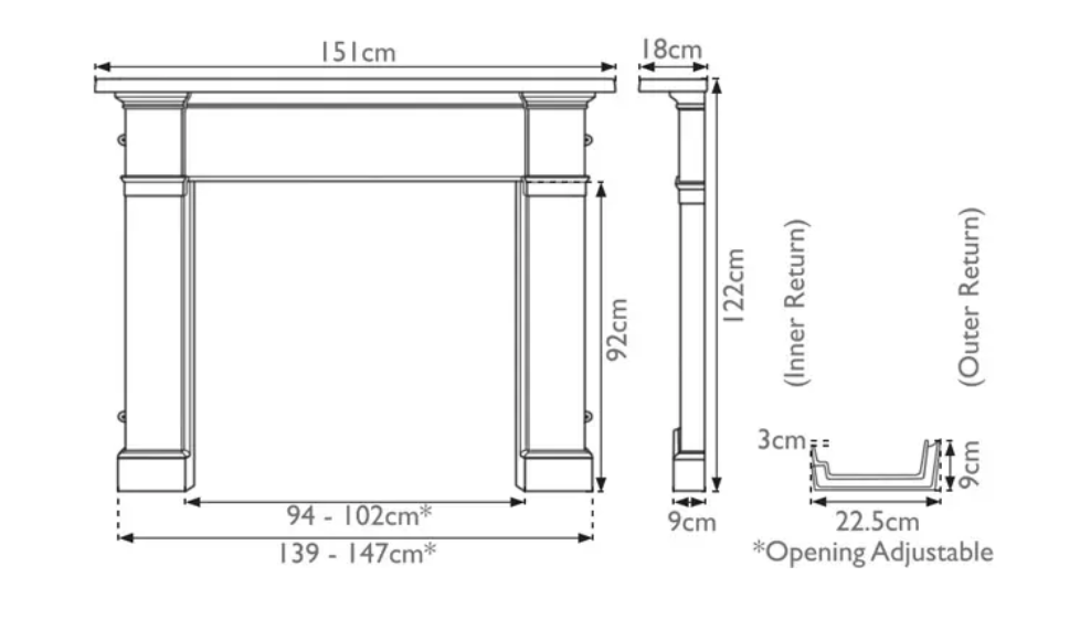 Carron Somerset Fireplace Surround Cast Iron Dimensions