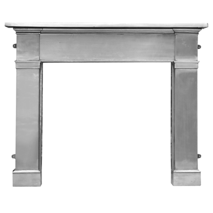 Carron Somerset Silver fireplace mantel on a white background