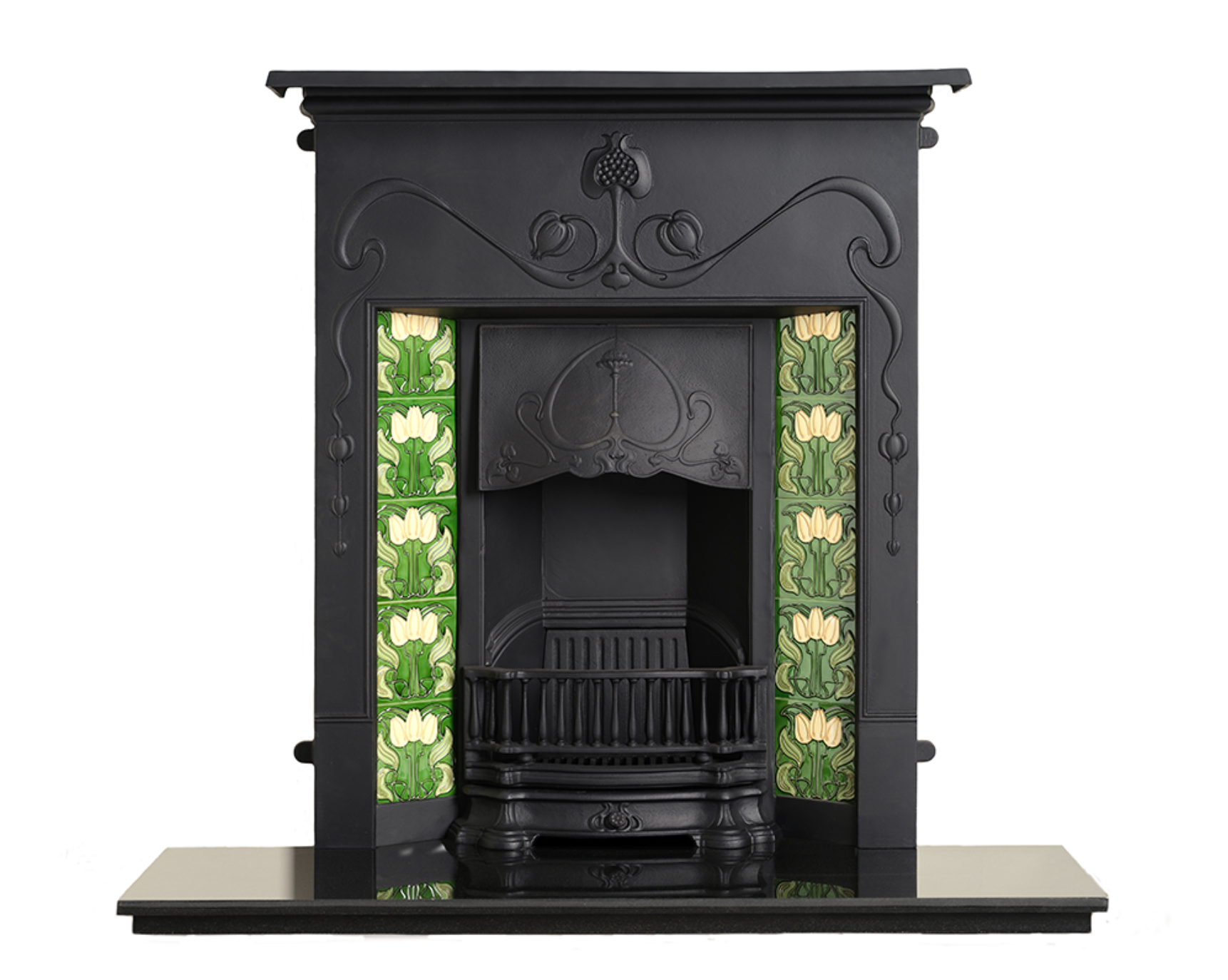 Valentine Combination Fireplace In Black Finish 