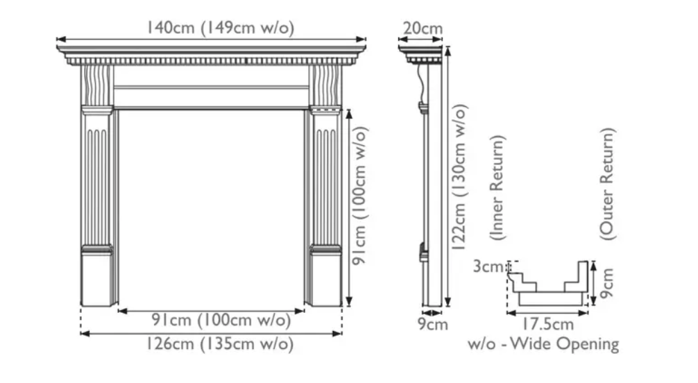 Corbel Fireplace Dimensions