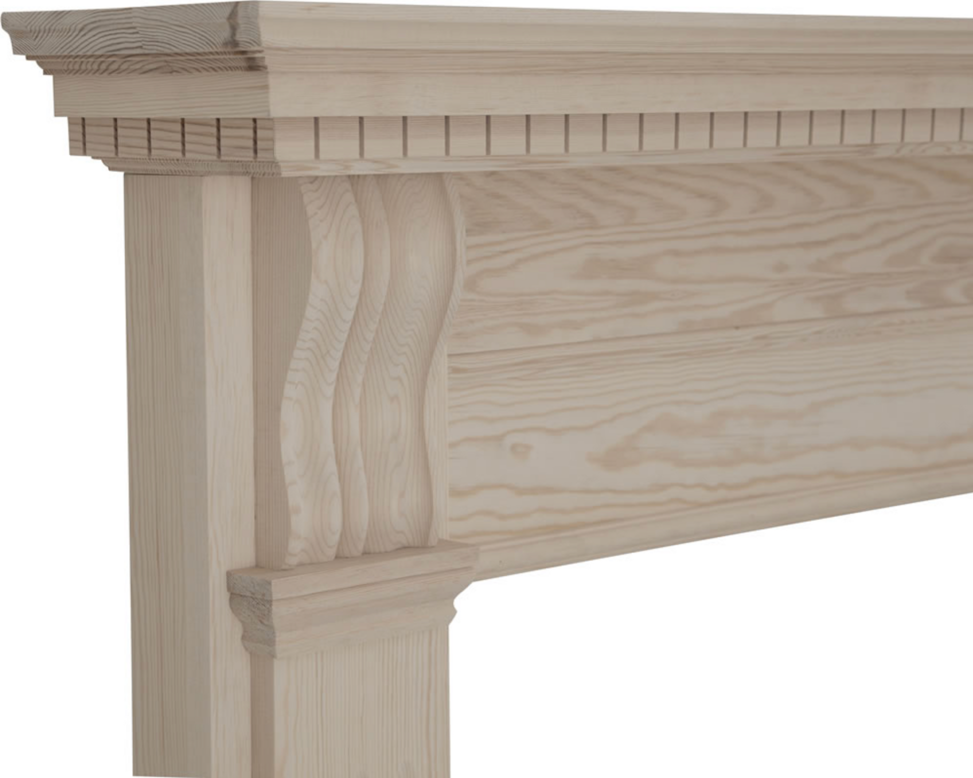 Corbel Fireplace Pine Unwaxed Close Up