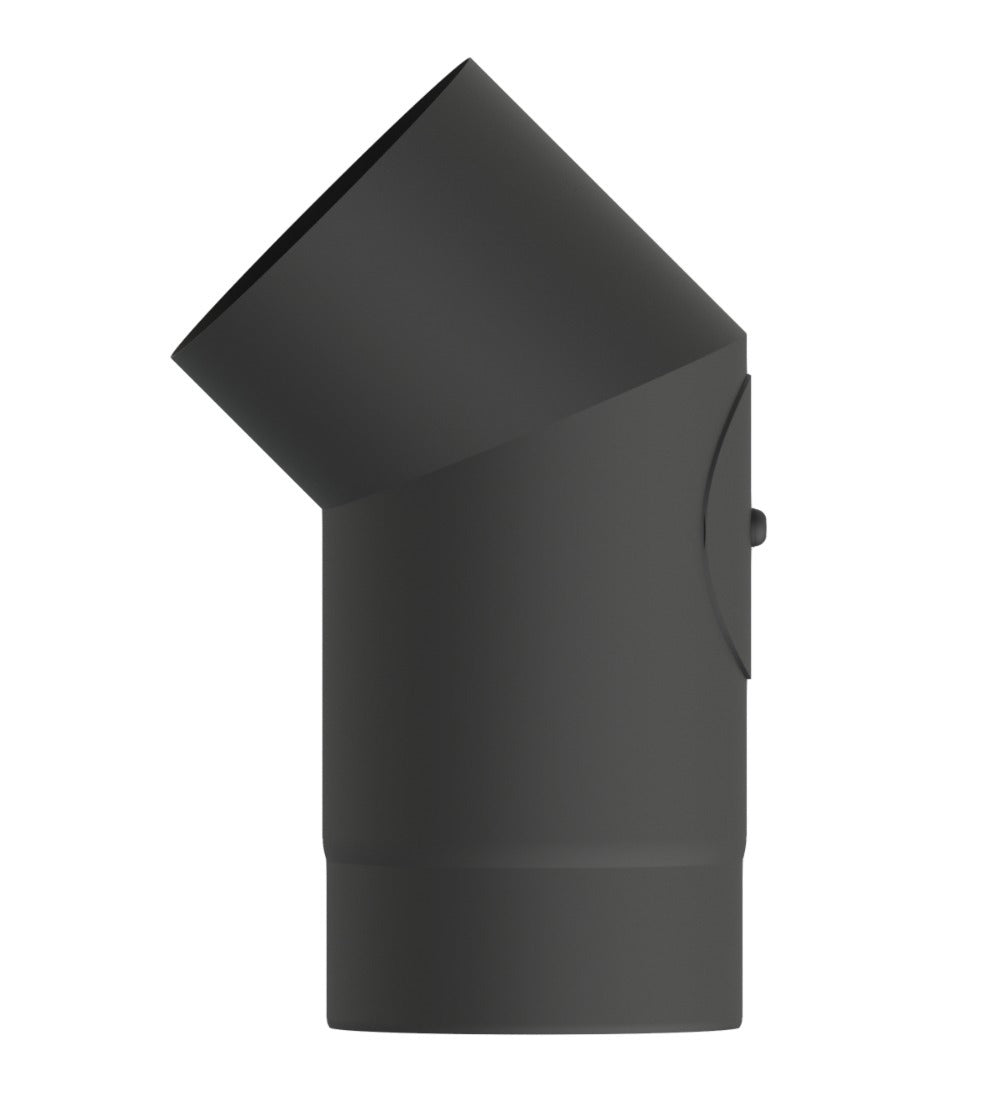 Dura Flue Matt Black 45° Elbow with Inspection Door – 5" (125mm)