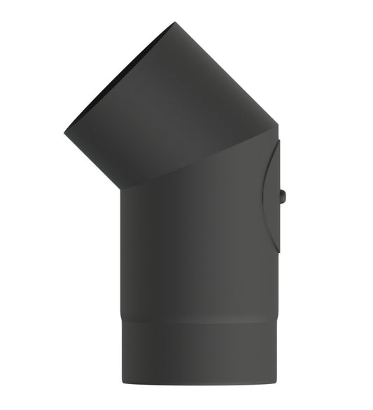 Dura Flue Matt Black 45° Elbow with Inspection Door – 5" (125mm)