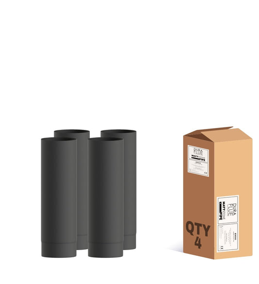 Dura Flue Matt Black 500mm Straight Stove Pipe – 6" (150mm) Box of 4