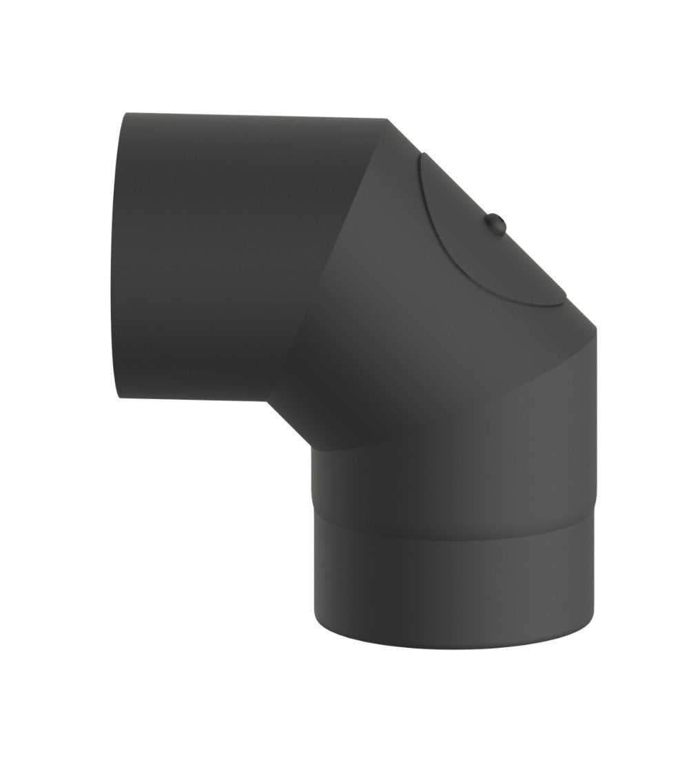 Dura Flue Matt Black 90° Elbow with Inspection Door – 5" (125mm)