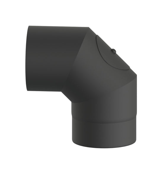 Dura Flue Matt Black 90° Elbow with Inspection Door – 6" (150mm)