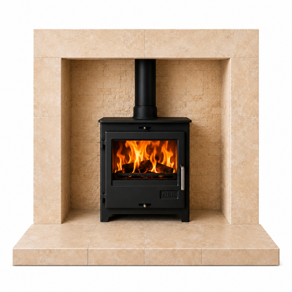 OER Dove Cream Rockstone Full Tiled Fireplace White Background