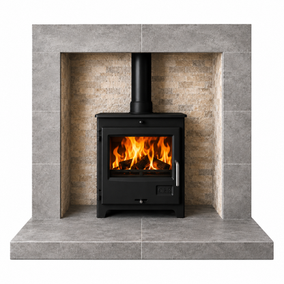 OER Dove Grey Ash Grey Full Tiled Fireplace White Background