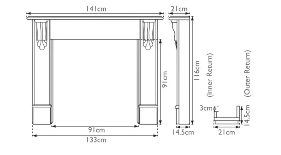 Edinburgh Fireplace Dimensions