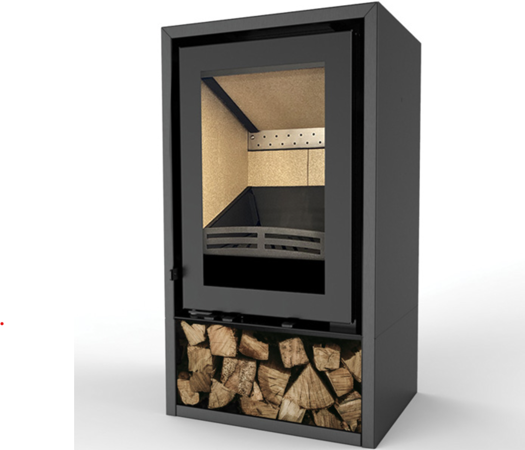 Explorer 5F Stove with Log store on a white background