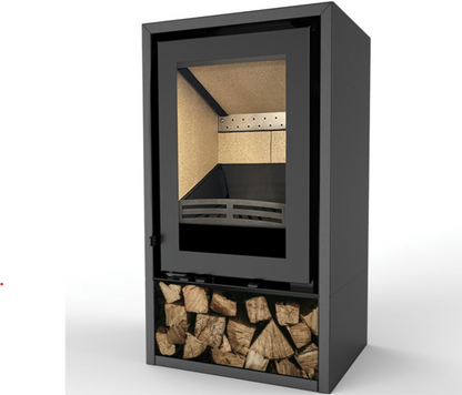 Explorer 5F Stove with Log store on a white background