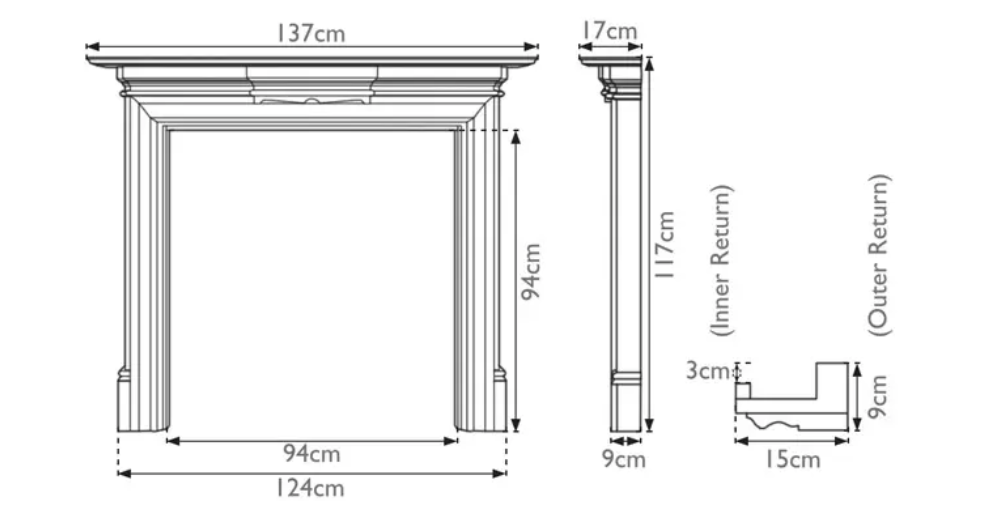 Grand Fireplace Dimensions
