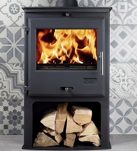 OER 8kW Multi Fuel Stove Log Store Close Up