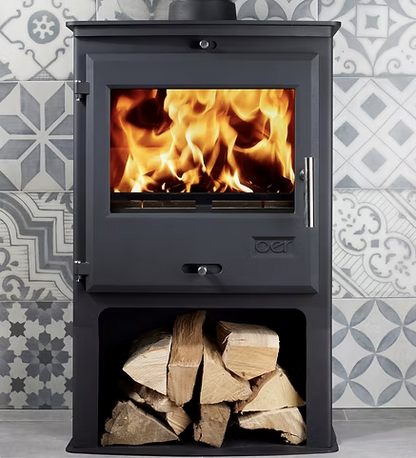 OER 8kW Multi Fuel Stove Log Store Close Up