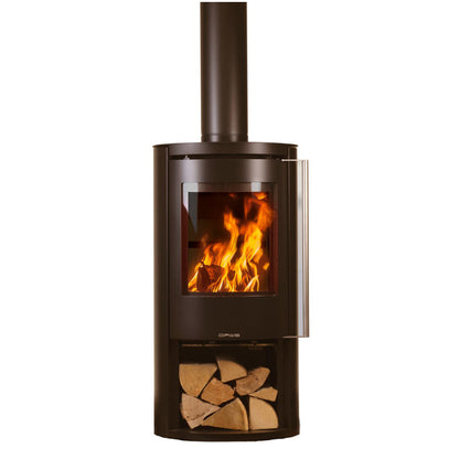 Opus Aria Log store Wood-burning stove with flames 