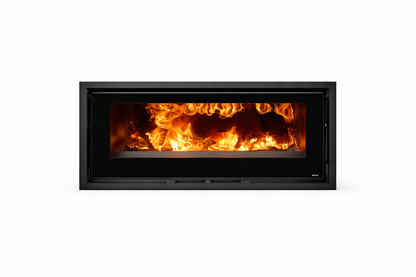 Opus Octave 90i Modern electric fireplace insert with flames on a white background