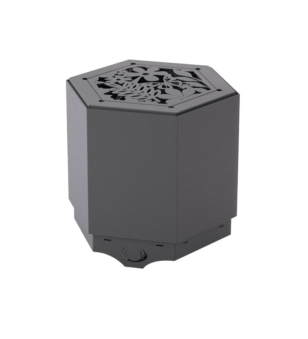 Pollen Hex Small Slate Grey Smokeless Fire Pit with Integrated Tabletop
