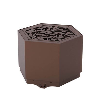 Pollen Hex Large Mocha Brown Smokeless Fire Pit with Integrated Tabletop