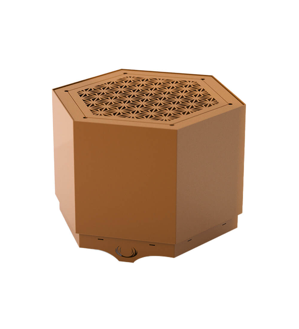 Pollen Hex Large Rust Smokeless Fire Pit with Integrated Tabletop
