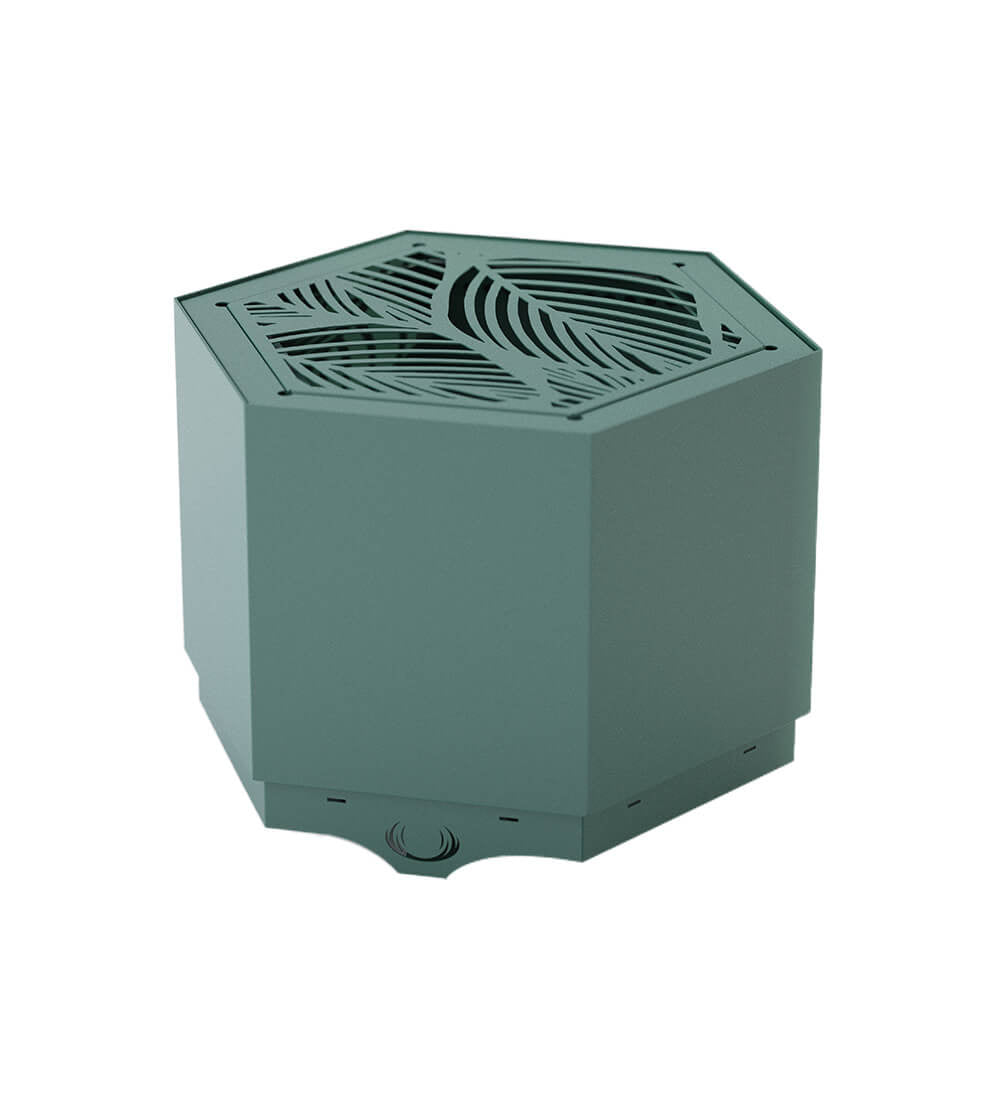 Pollen Hex Large Spruce Green Smokeless Fire Pit with Integrated Tabletop