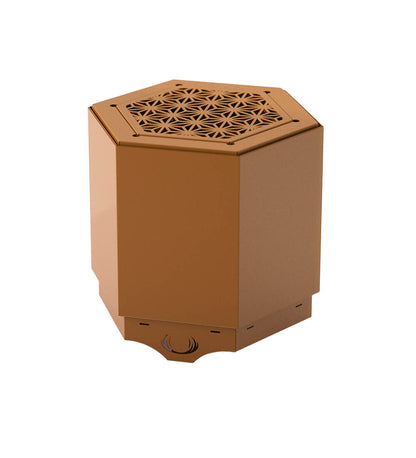 Pollen Hex Small Rust Smokeless Fire Pit with Integrated Tabletop
