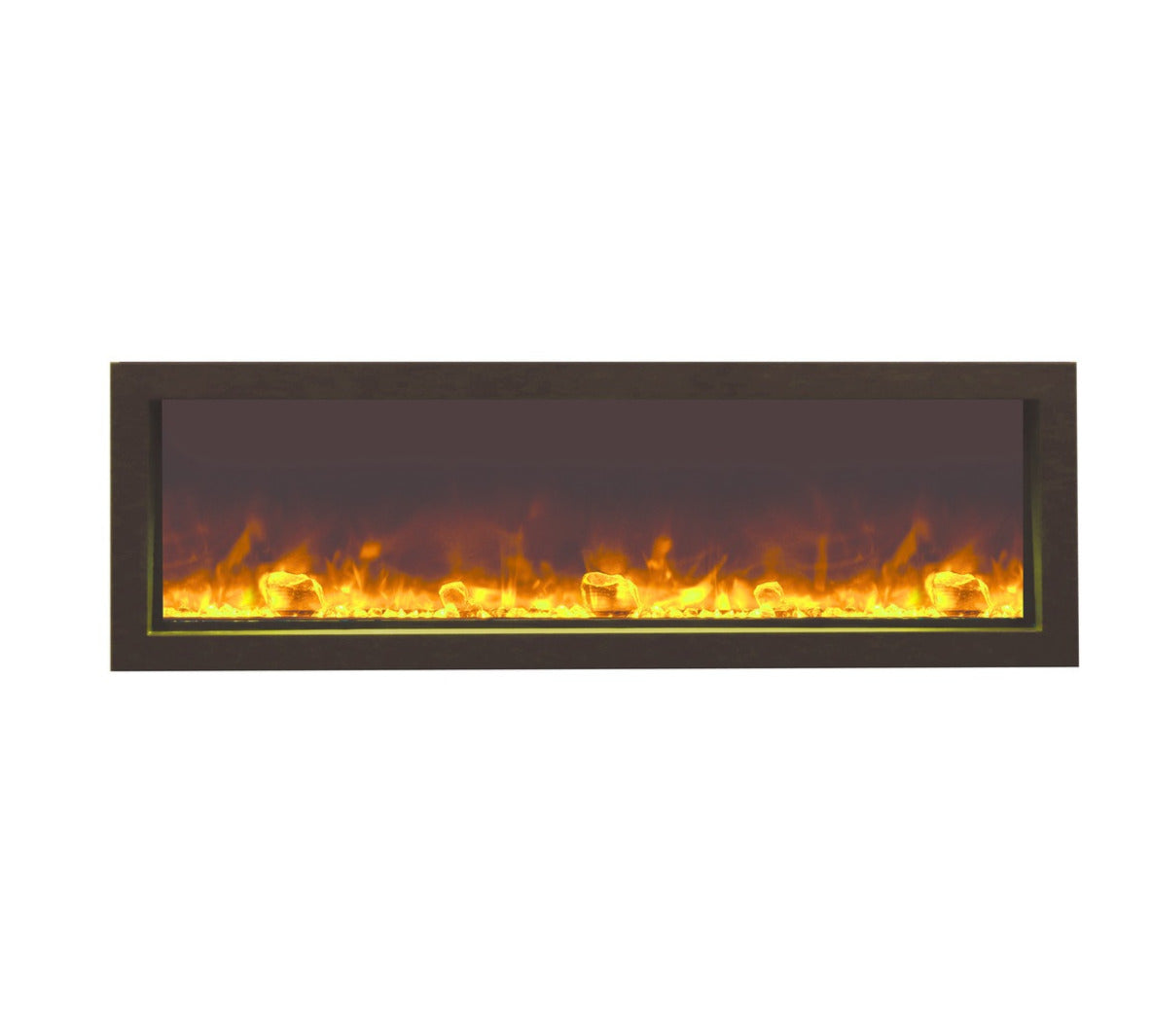 Rayburn Stratus 125-30 S Electric Fire. Rectangular electric fireplace with glowing flames on a white background
