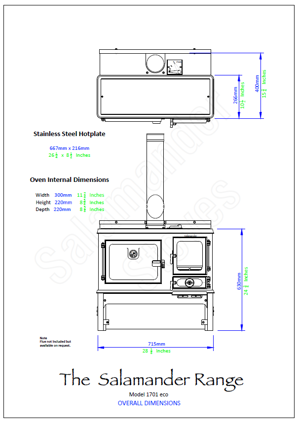 Salamander Little Range Cookstove Dimensions