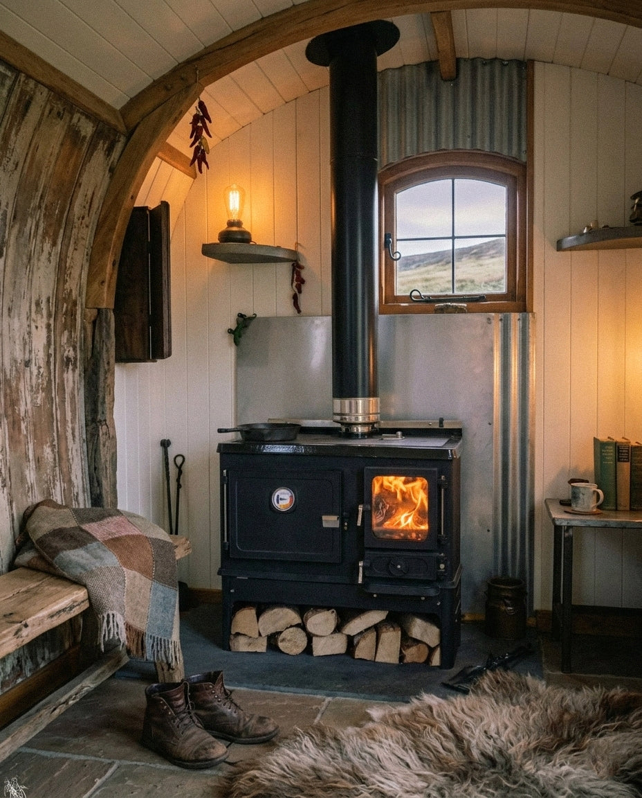Salamander Little Range Cookstove Shepherds Hut Installation