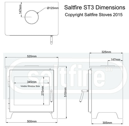 Saltfire ST3 7kW Wood Burning Stove DEFRA Approved EcoDesign