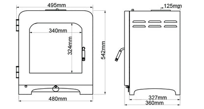 Saltfire ST4 Wood Stove Dimensions
