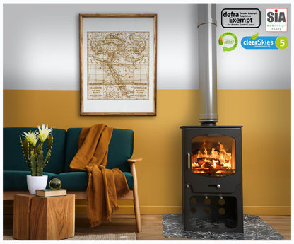 Saltfire ST-X8 Living Room with mustard walls