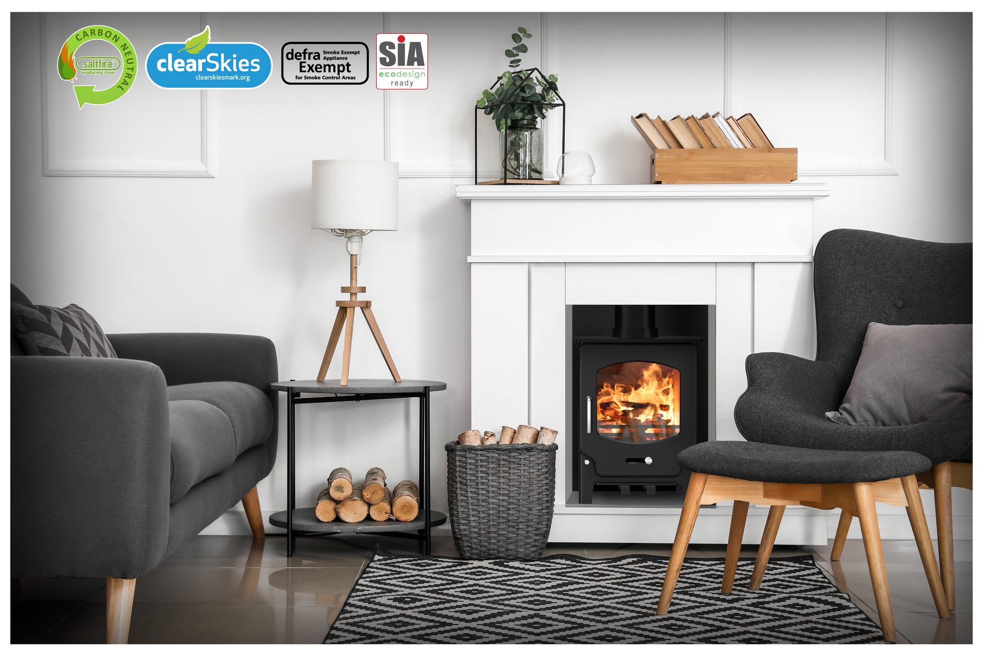 Saltfire X4 log burner in lifestyle picture
