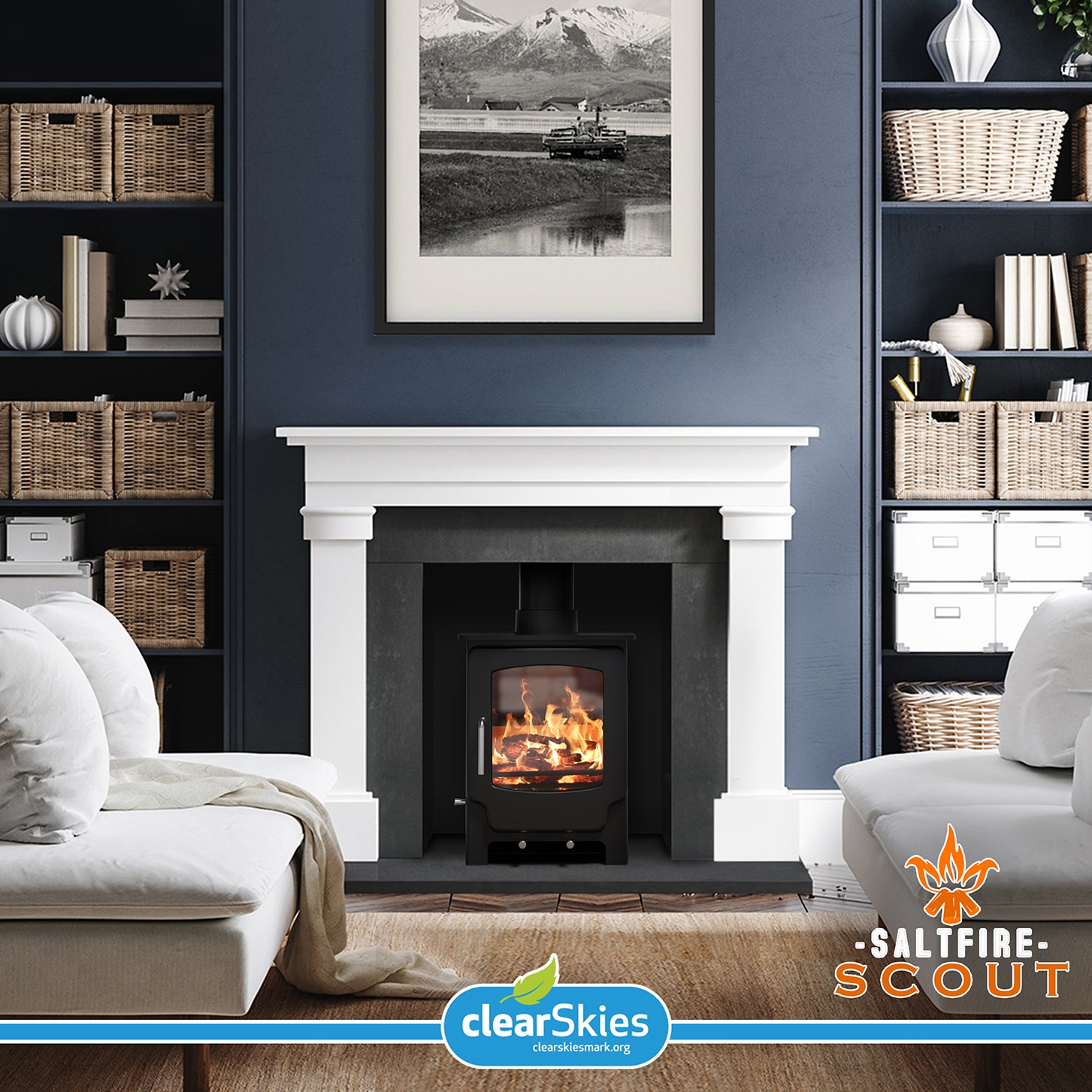 Saltfire Scout in Lounge fireplace