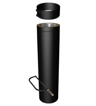 Dura Flue 1000mm Cuttable Length with Fusion Locking Band Matt Black Twin Wall 150mm - 6"